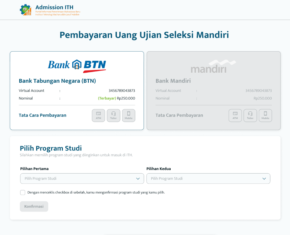 Dashboard Calon Mahasiswa