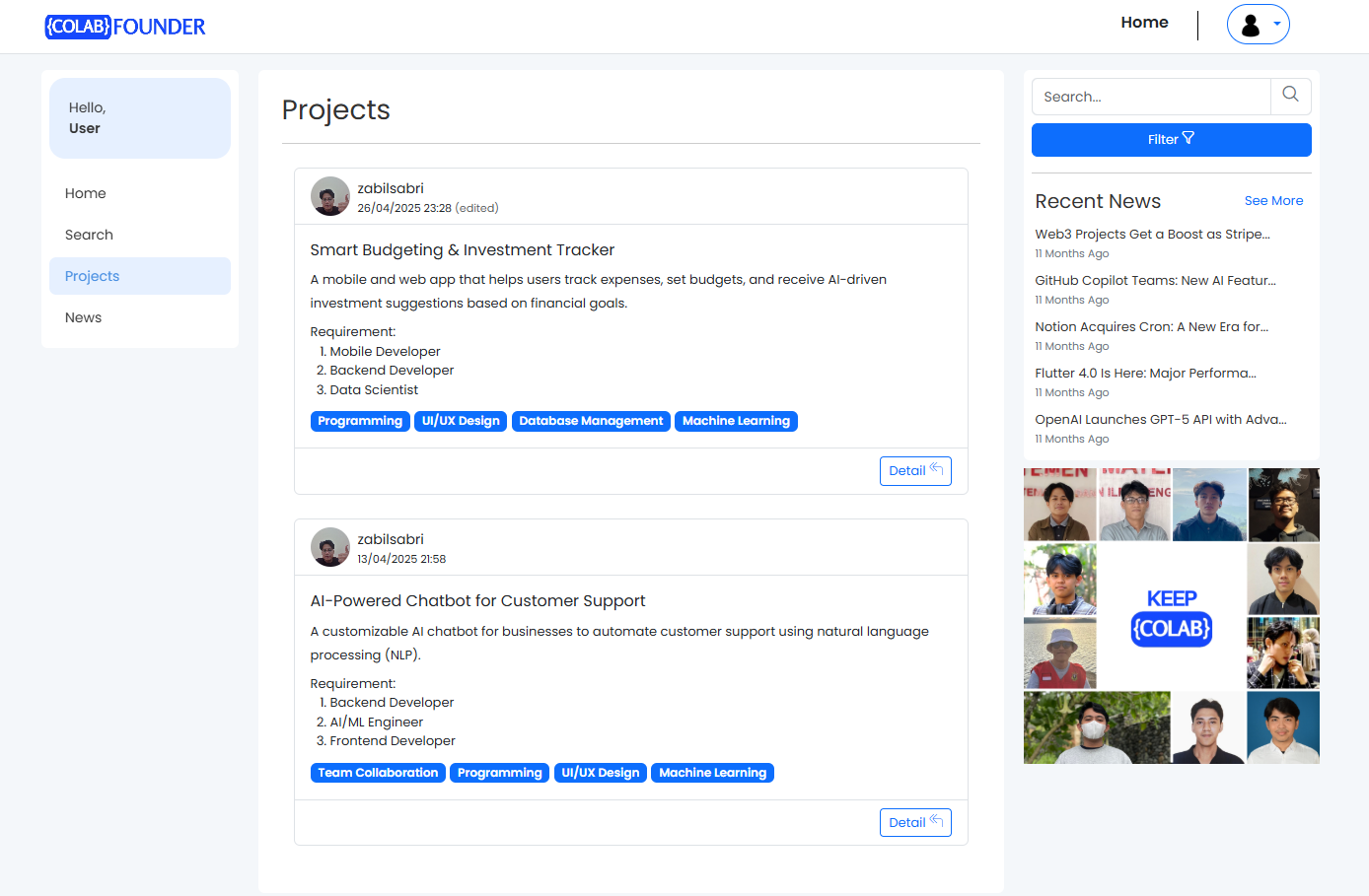 Halaman Explore Project